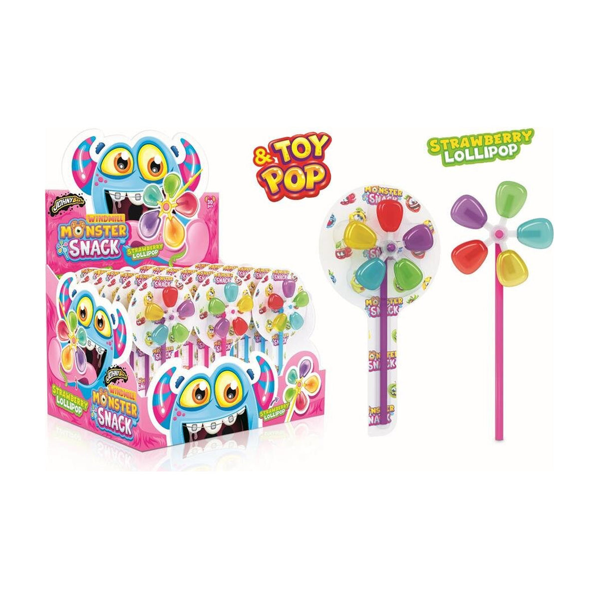 Johnny Bee Windmill Monster Snack Lollipop, 16g – produktbilde